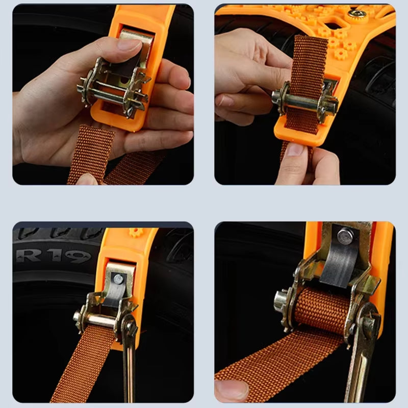 Universal Adjustable Snow Tire Chains for Cars - Anti-Slip Tire Straps and Accessories