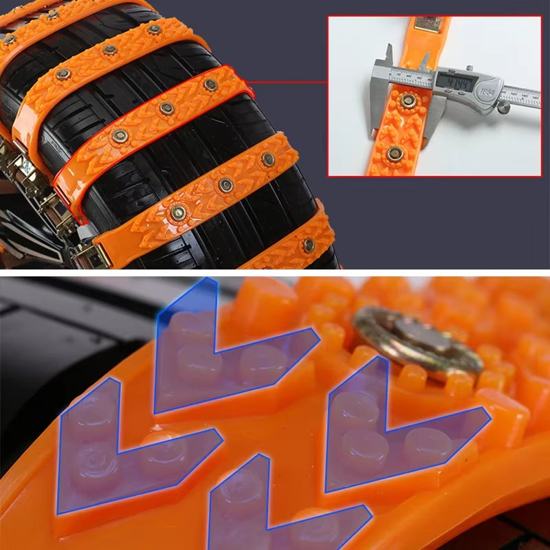 Universal Adjustable Snow Tire Chains for Cars - Anti-Slip Tire Straps and Accessories