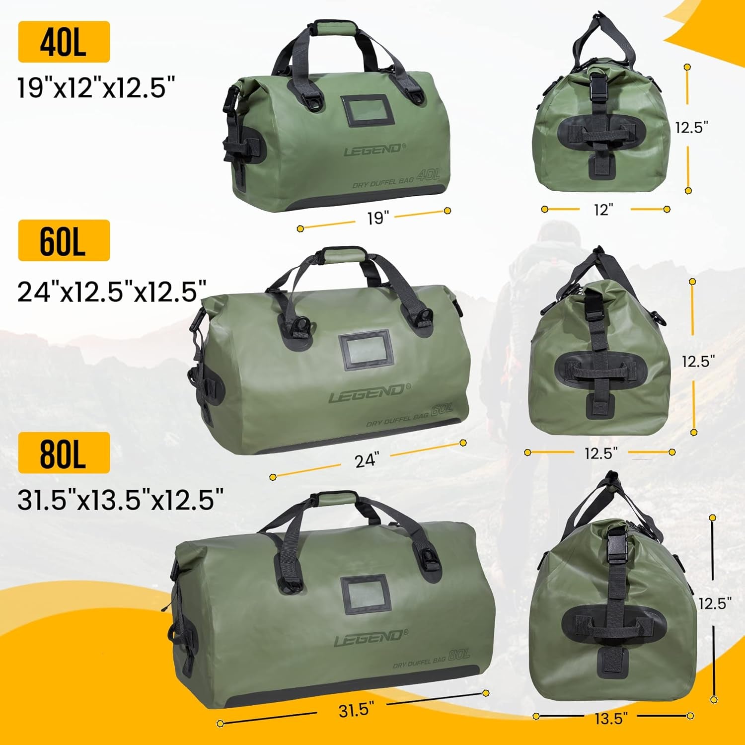 80L Waterproof Duffel Bag 